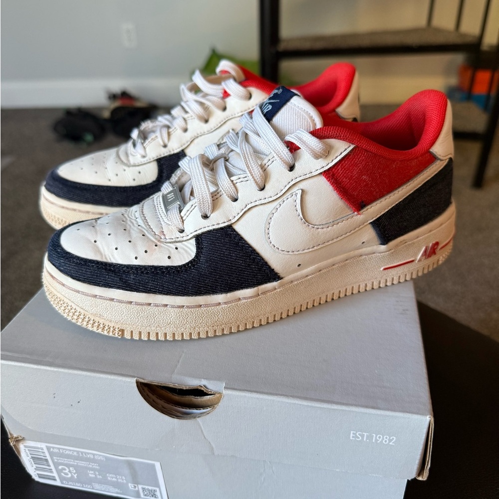 Nike Kids Air Force 1 Sneakers - Red, White, and Blue Youth Size 3.5